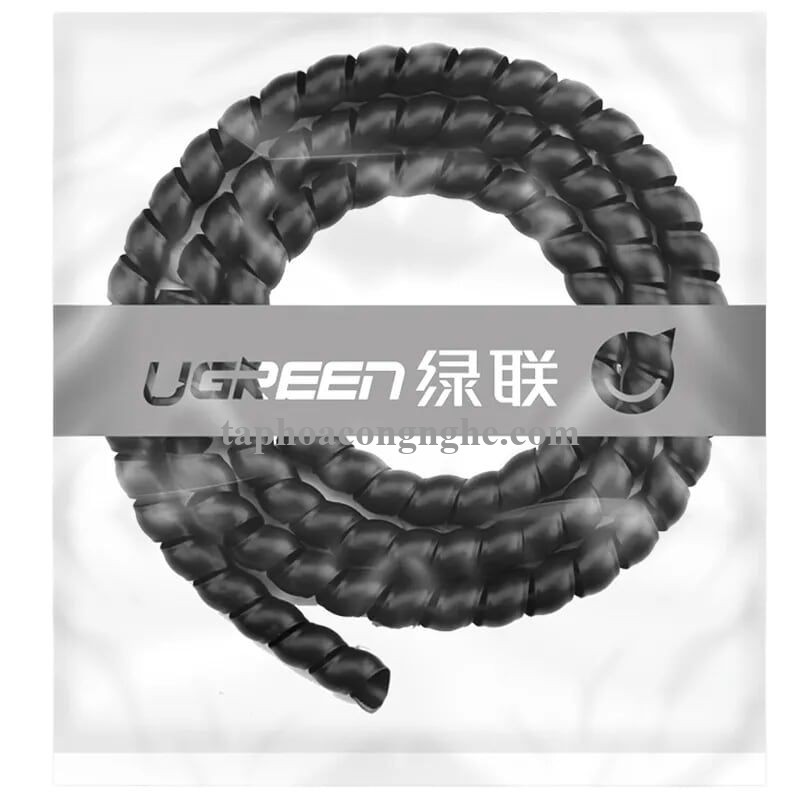 Ugreen 30821 5M Size 10mm màu Đen Dây ống xoắn PE bảo vệ cáp cao cấp LP122 30030821